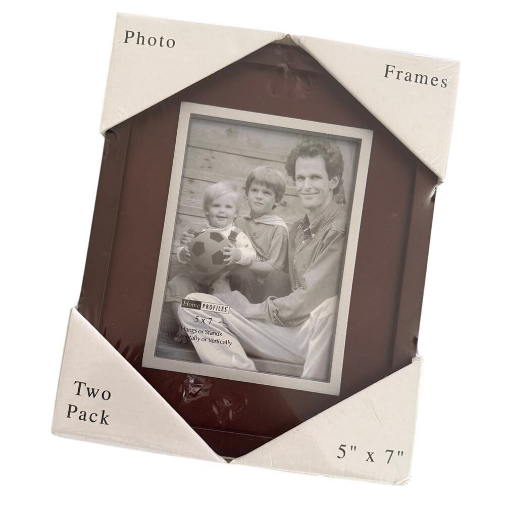 NWT Home Profiles 2 Pack Dark Brown Wooden Photo Frames 5" X 7"